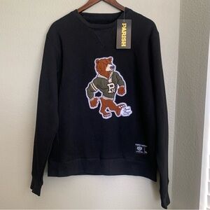 PARISH Y2K Bruin‎ Bear Boucle Appliqué Men’s Sweatshirt | Black | Size Large